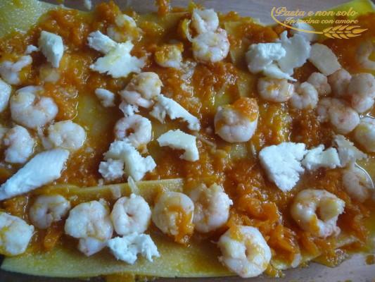 Lasagna zucca e gamberi